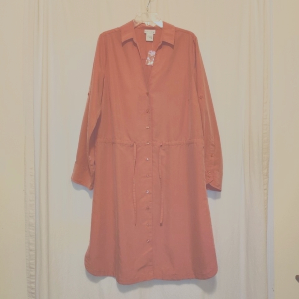 New Soft Surroundings Coral Color Shirt Dress - Size L